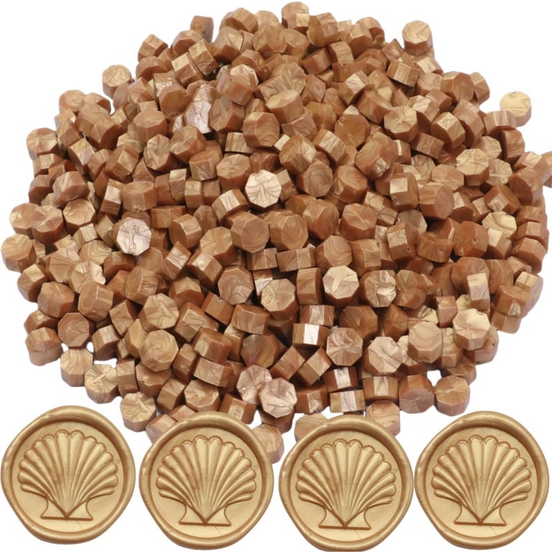 Atopbb 300Pcs Light Gold Sealing Wax Beads, Vintage Wax Seal Beads for WaxSeal Stamp, Great for Embellishment of Wedding Invitation, Envelope, Gift Wrapping, Wine Package (Light Gold) - Image 1